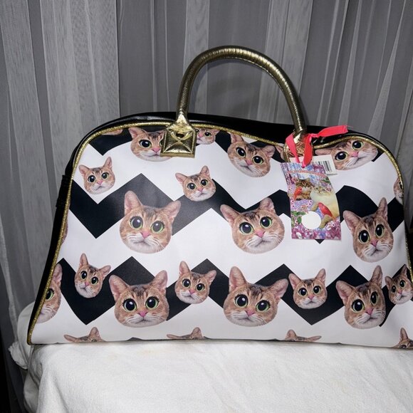 De Kunstboer Cat Overnight Bag Tote Weekend Childless Cat Lady duffle - Picture 4 of 16